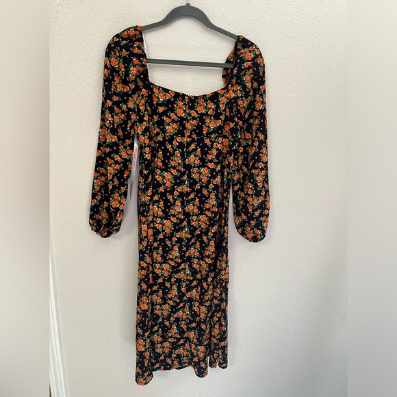 NWT Missguided milkmaid midi dress Floral Ruched Dress - Picture 8 of 12